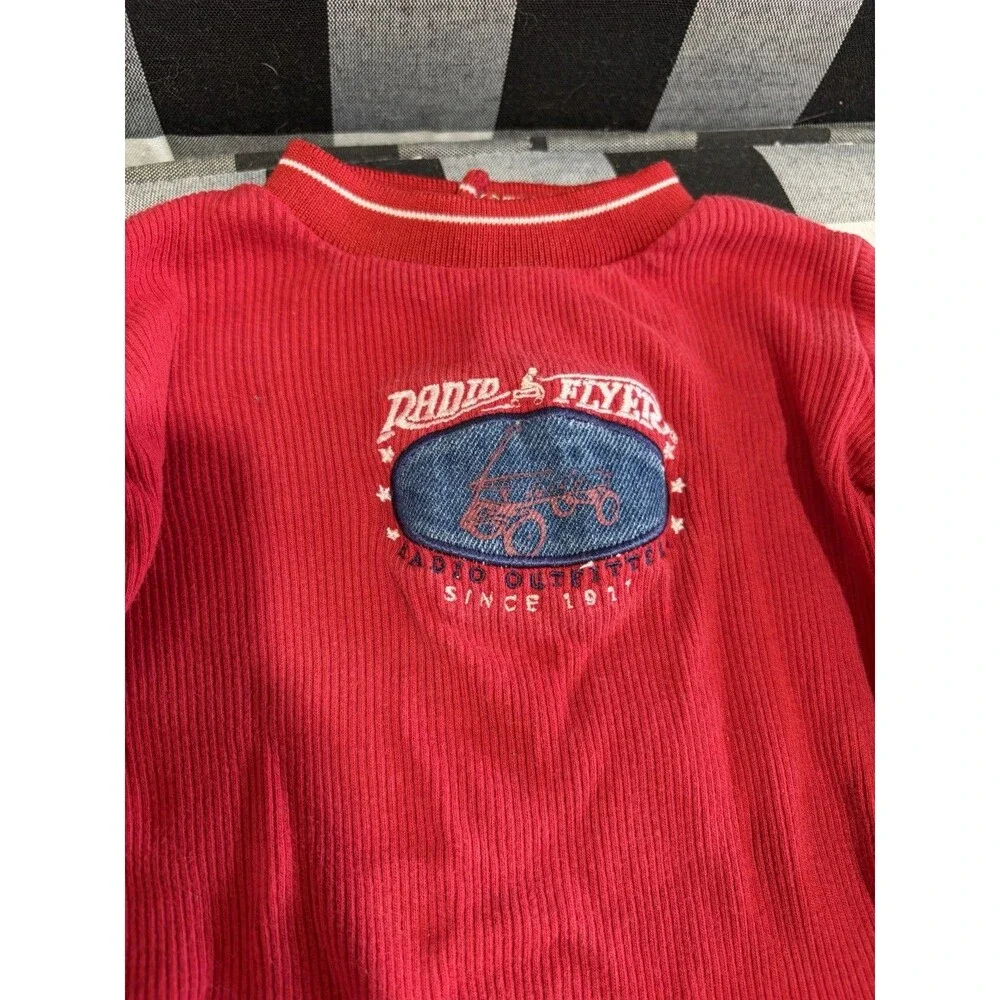 Y2K Radio Flyer 2-Piece Ribbed Outfit Set Long Sleeve Shirt & Pants 3/6 MOS